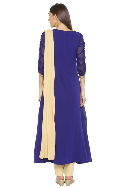 Blue Colour Plus Size Stitched Georgette Embroidery Pant Style Suit VSSS1070257