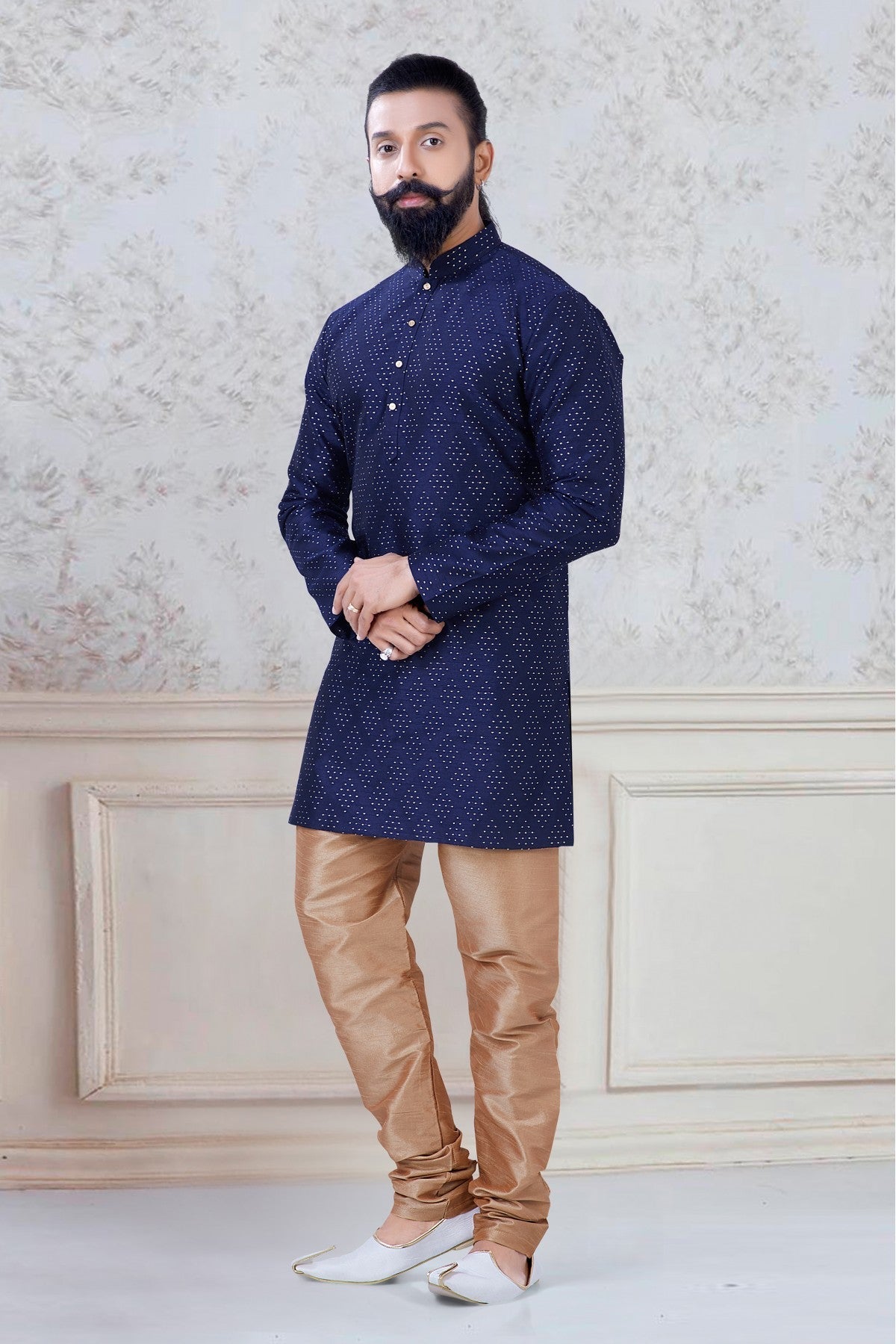 Blue Colour Silk Festival Wear Kurta Pajama VSKP1130071