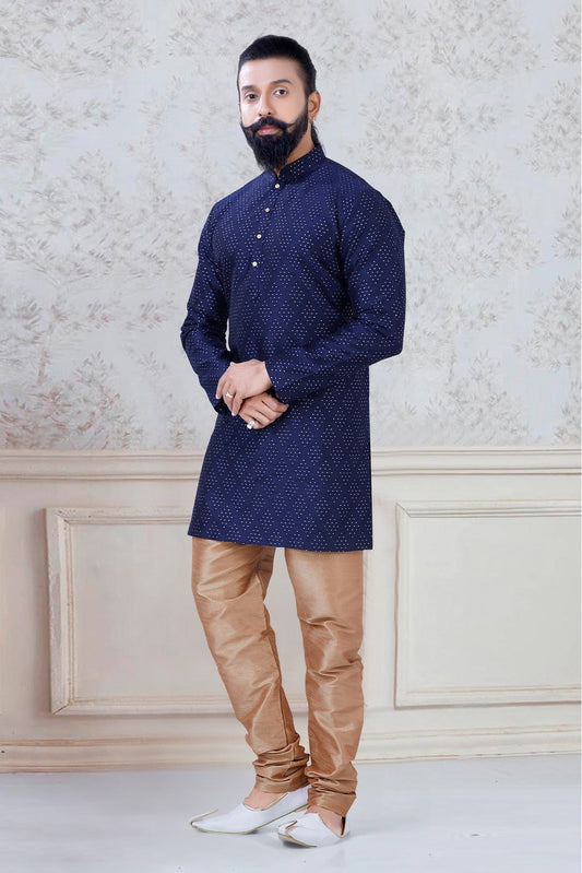 Blue Colour Silk Festival Wear Kurta Pajama VSKP1130071