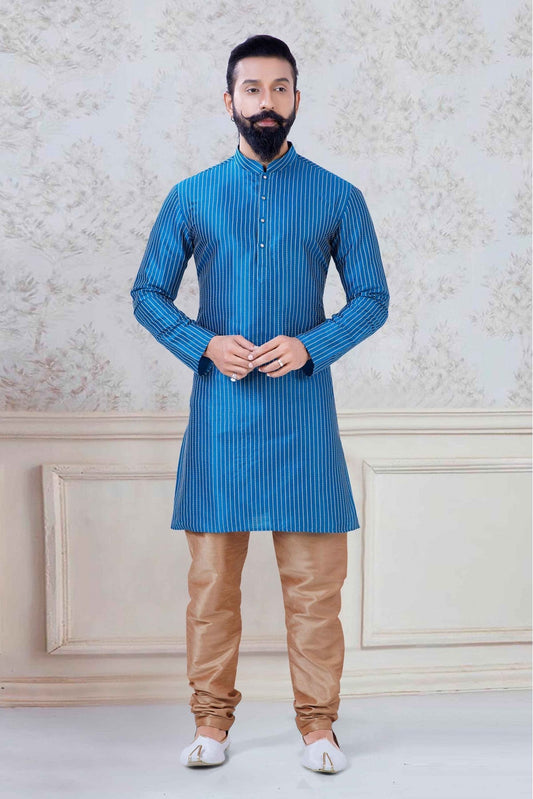 Blue Colour Silk Festival Wear Kurta Pajama VSKP1130072