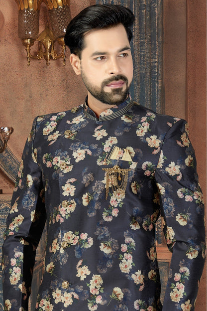 Blue Colour Silk Party Wear Dhoti Sherwani VSSH1040233