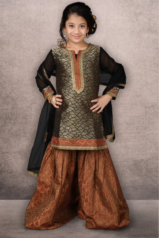 Brown Colour Brocade Embroidery Sharara Suit VSGW1070055