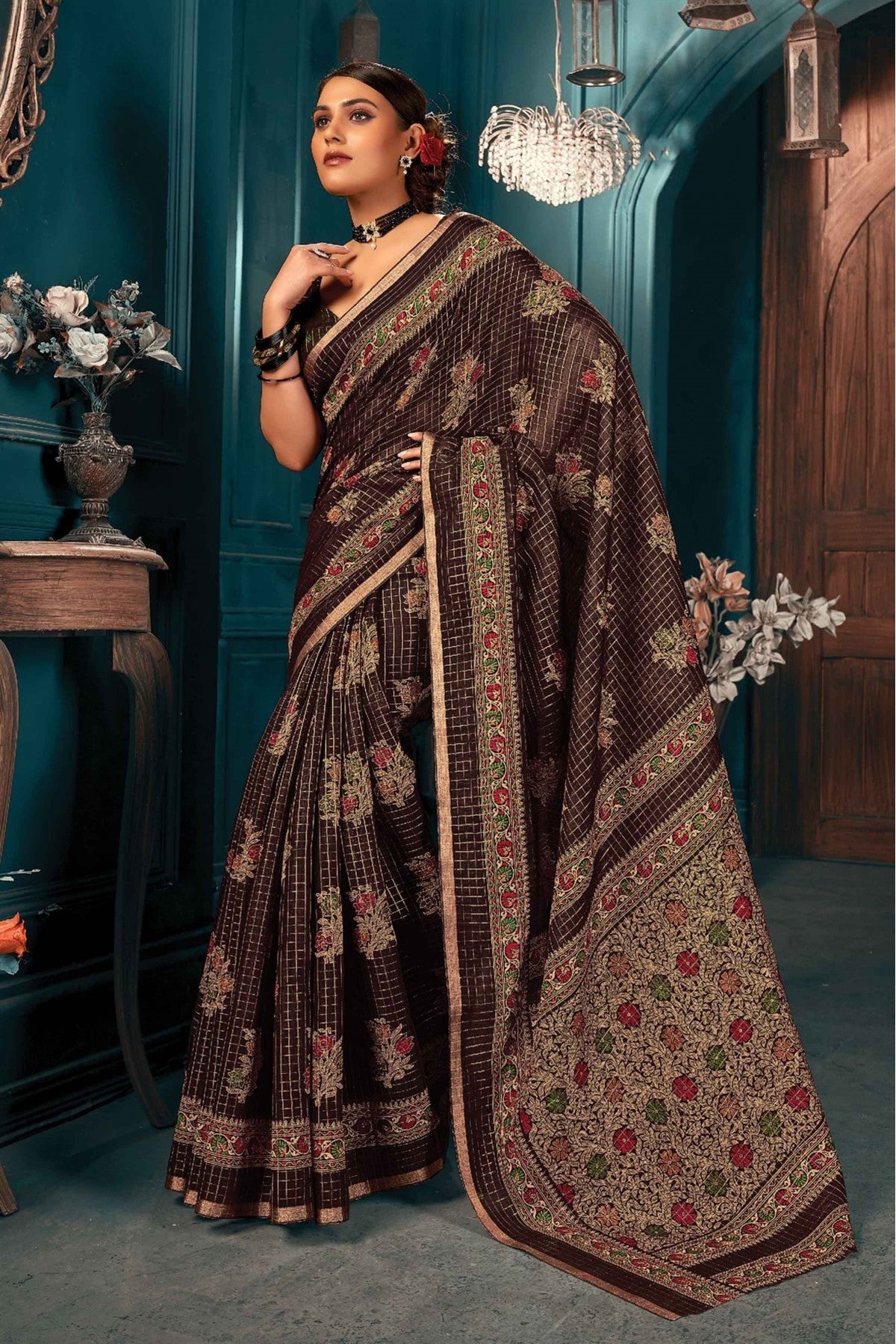 Brown Colour Cotton Printed Saree VSSD1100920