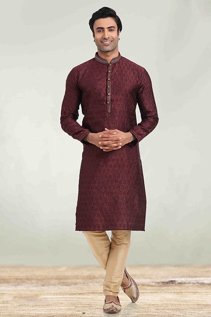Brown Colour Kurta Pajama In Jacquard VSKP1210261