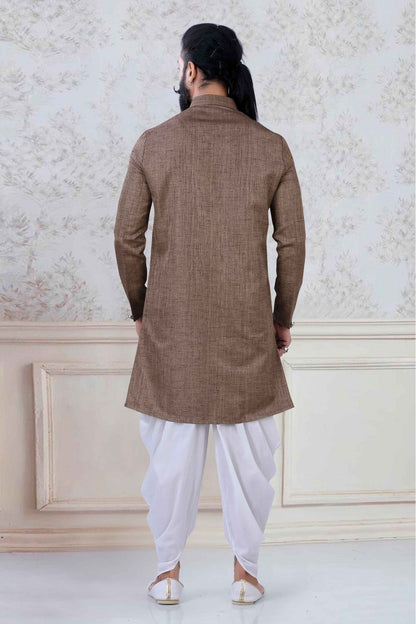 Brown Colour Linen Festival Wear Dhoti Kurta VSKP1130067