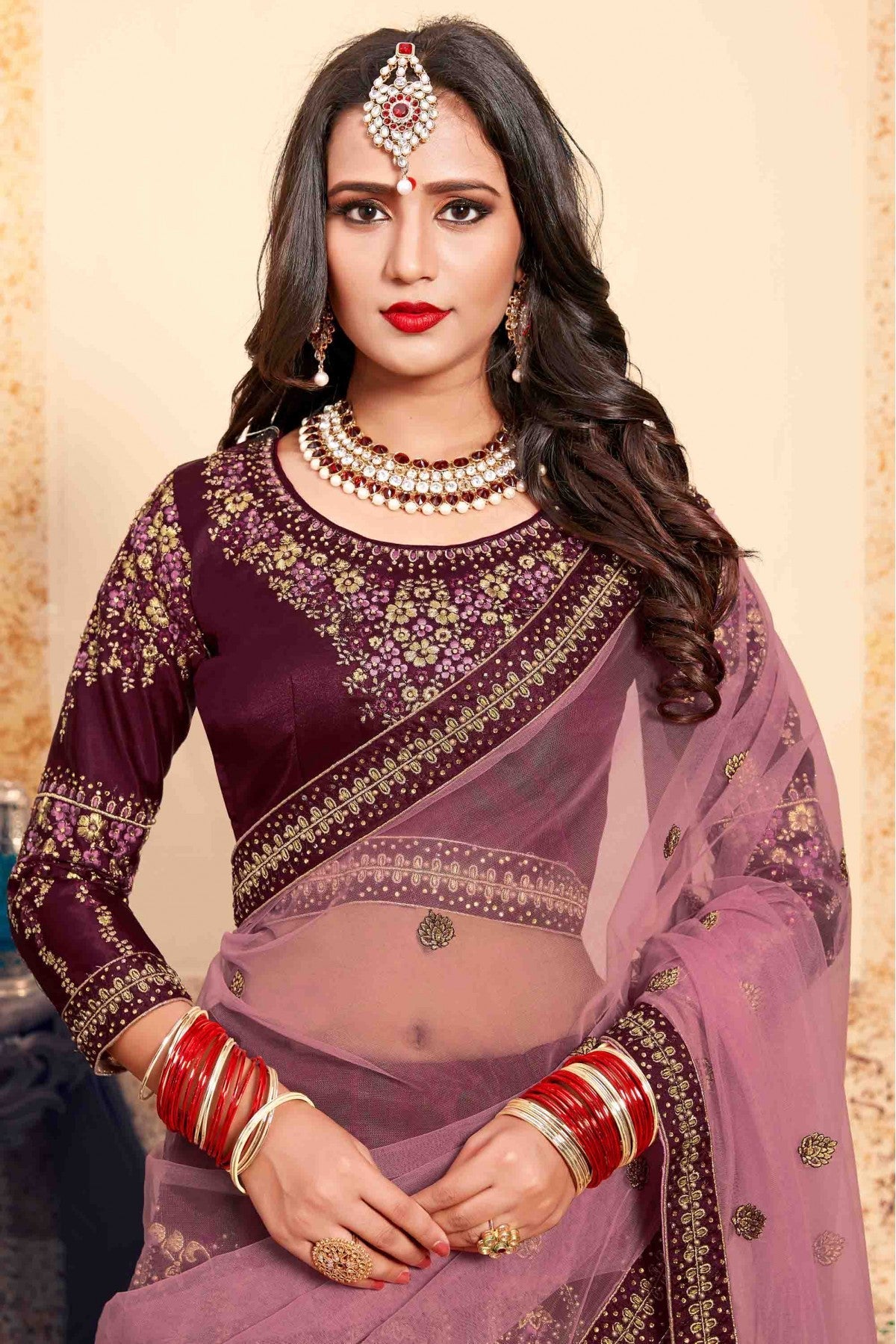 Brown Colour Satin Embroidery Lehenga Choli VSLC1080200