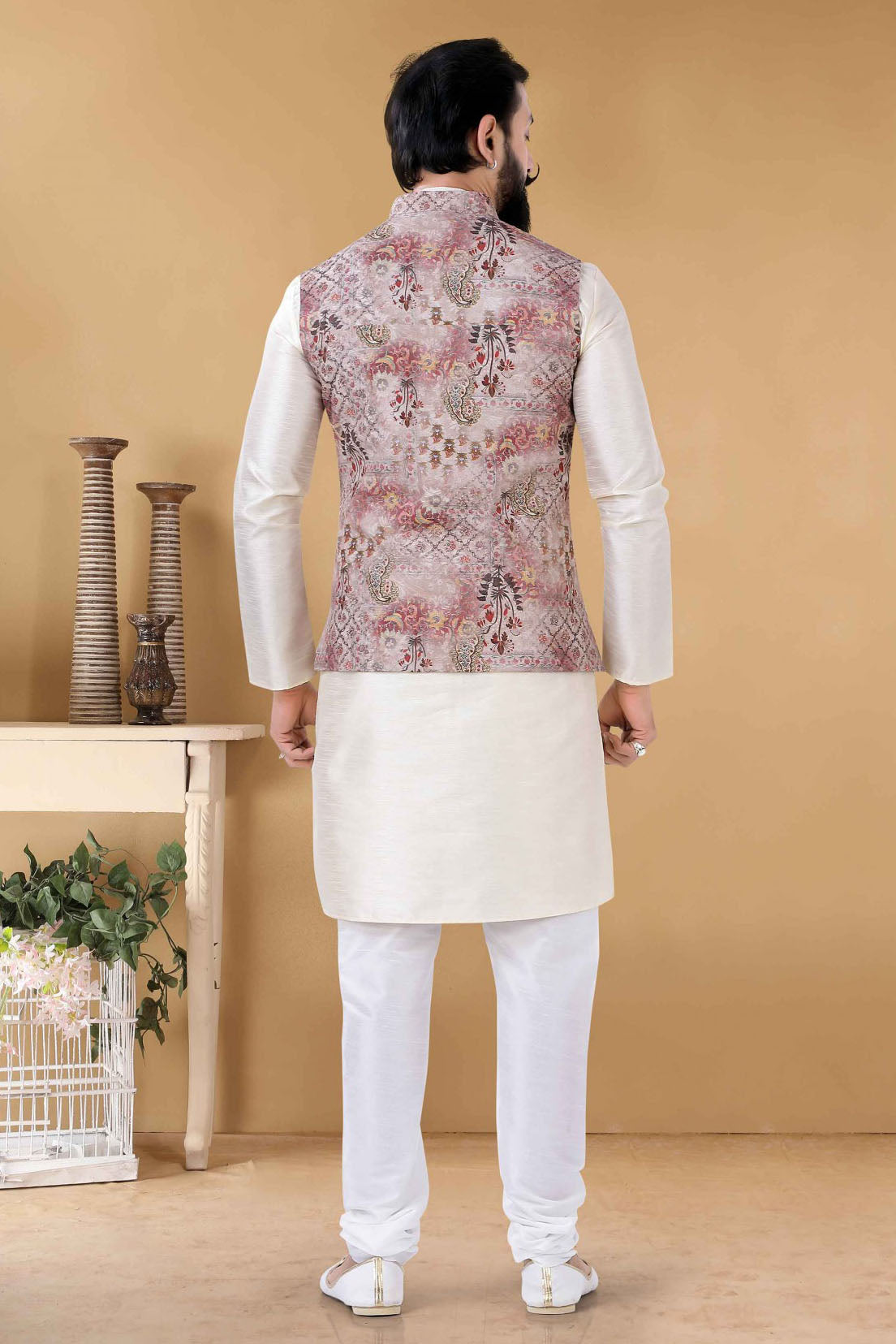 Brown Colour Silk Kurta Pajama With Jacket VSKP1130085