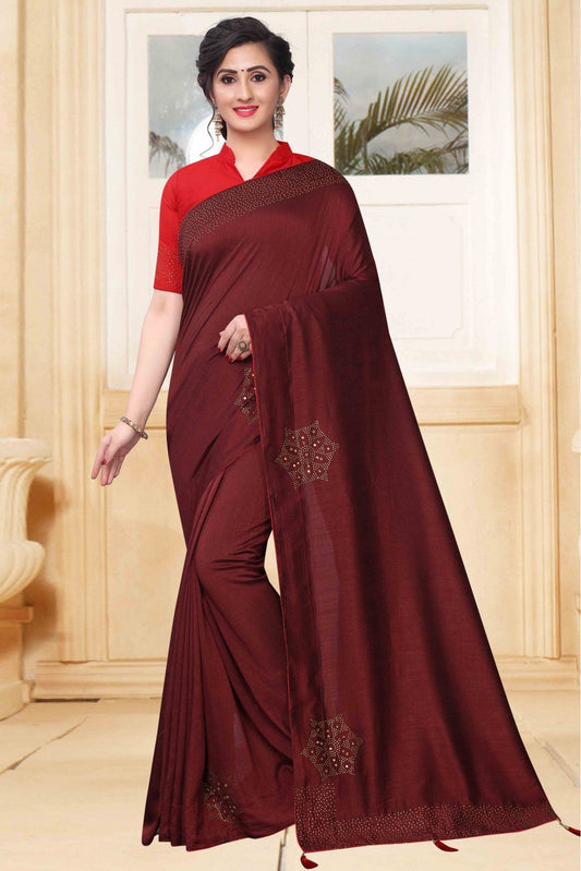 Brown Colour Vichitra Silk Designer Saree VSSD1120617
