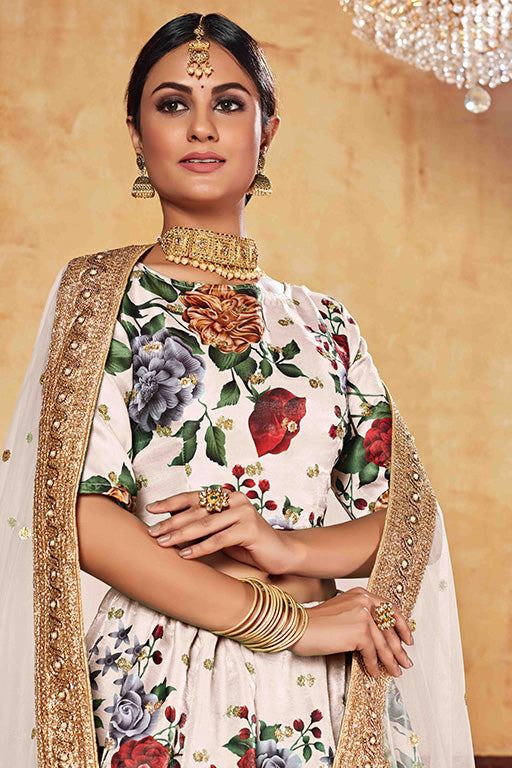 Cream Colour Art Silk Designer Lehenga Choli VSLC1240037