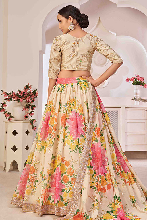 Cream Colour Georgette Designer Lehenga Choli VSLC1240045