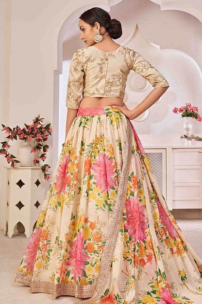 Cream Colour Georgette Designer Lehenga Choli VSLC1240045