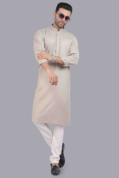 Cream Colour Kurta Pajama In Cotton VSKP1210178