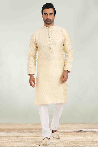 Cream Colour Kurta Pajama In Jacquard VSKP1210266