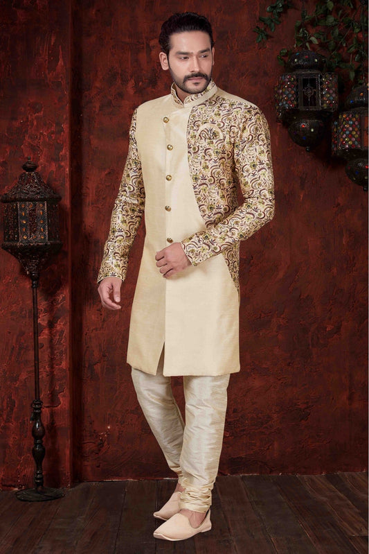 Cream Colour Kurta Pajama In Silk Fabric VSKP1040032