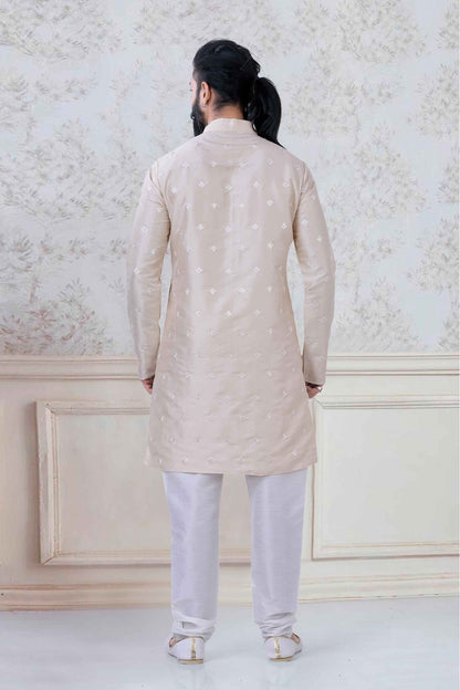 Cream Colour Silk Festival Wear Kurta Pajama VSKP1130046