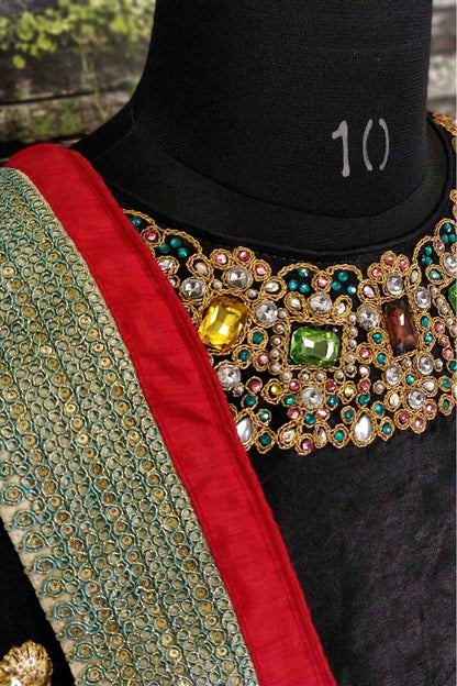 Cream and Black Colour Art Silk Lehenga Choli VSLC1010006