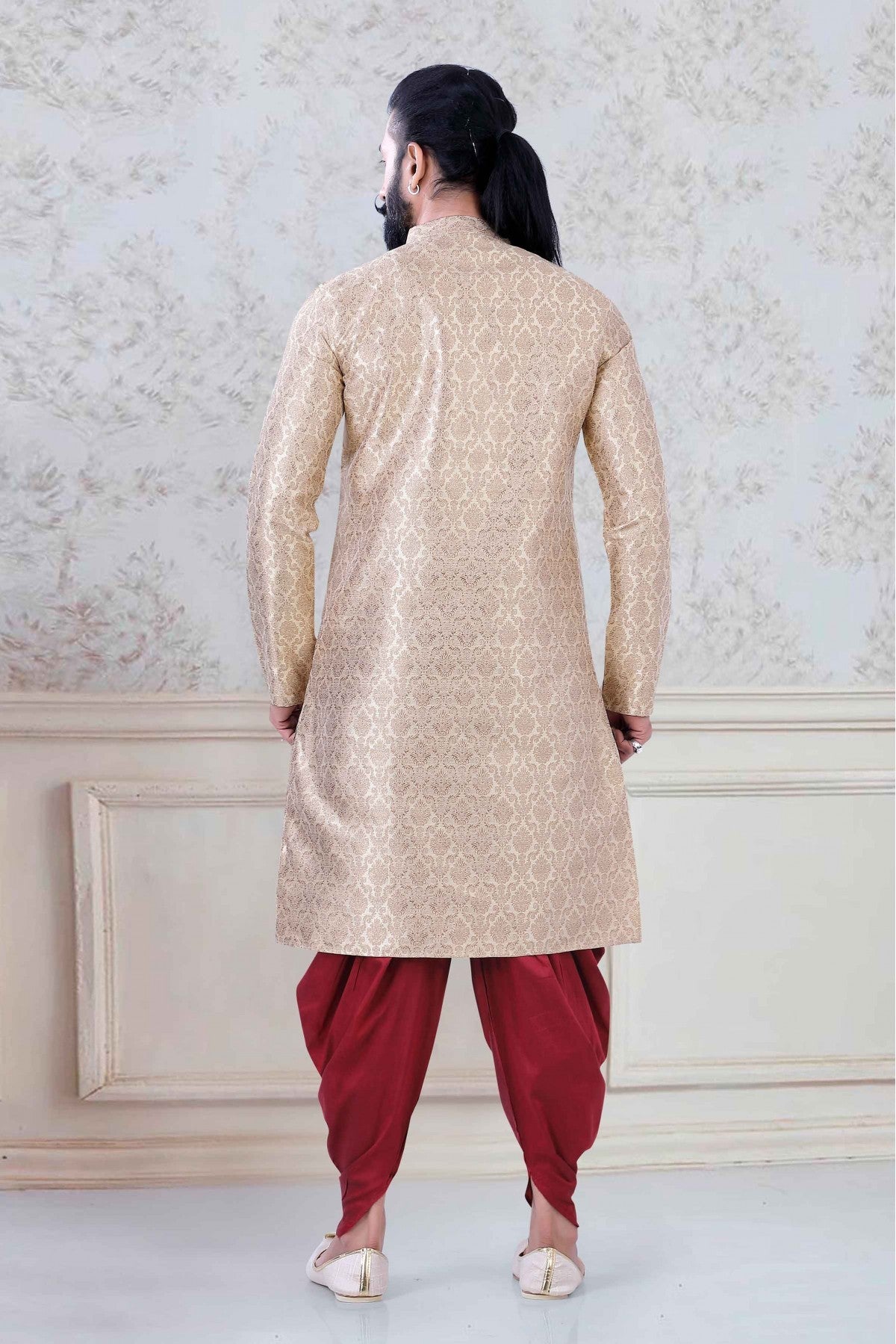 Gold Colour Jacquard Festival Wear Dhoti Kurta VSKP1130077