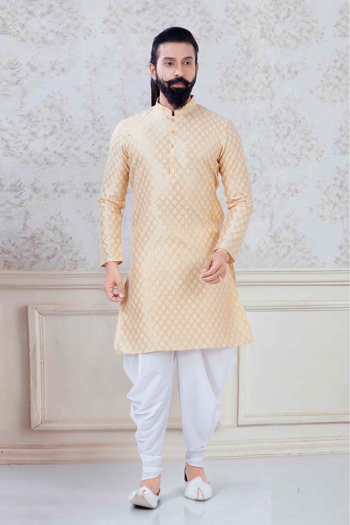 Gold Colour Jacquard Silk Festival Wear Dhoti Kurta VSKP1130068