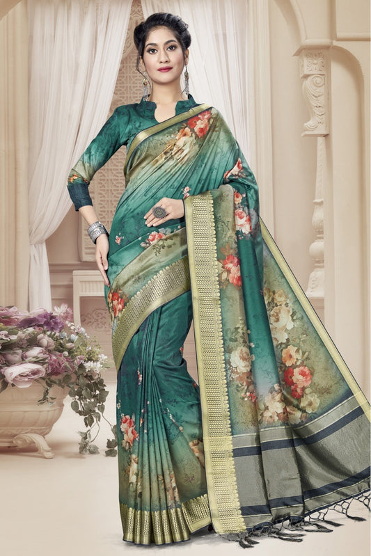 Green Colour Art Silk Digital Print Saree VSSD1120787