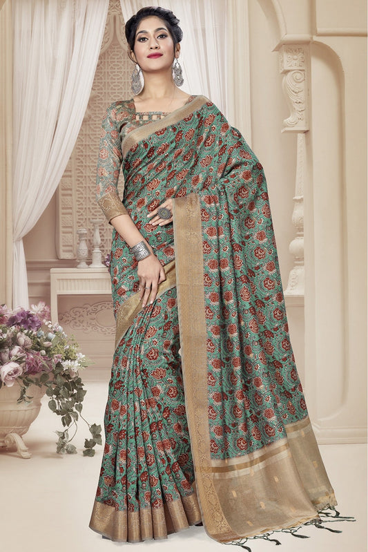 Green Colour Art Silk Printed Saree VSSD1120643