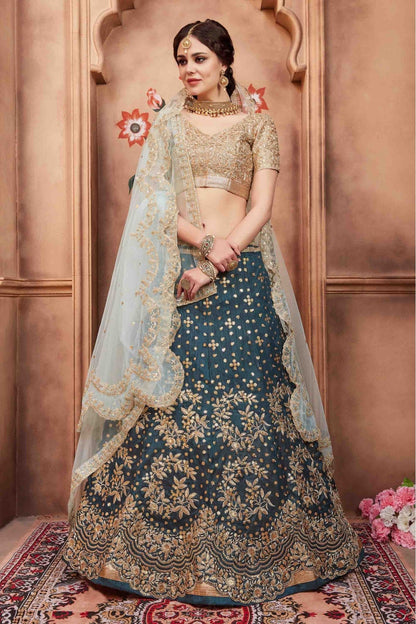 Green Colour Art Silk Sequins Work Lehenga Choli VSLC1080440