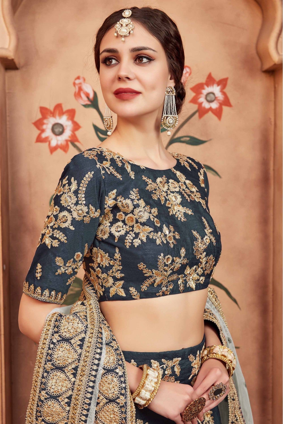 Green Colour Art Silk Sequins Work Lehenga Choli VSLC1080446