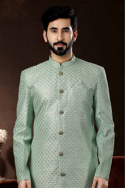 Green Colour Art Silk Sherwani VSSH1040359