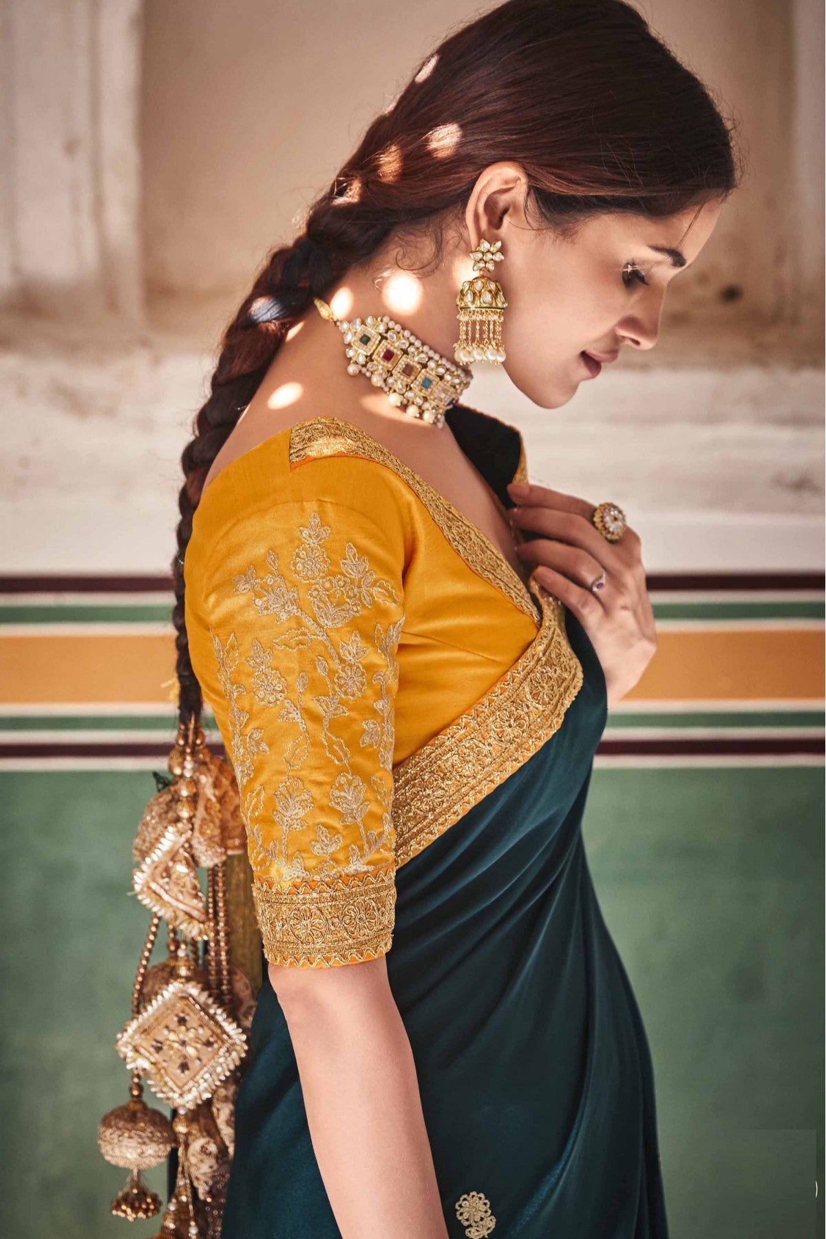 Green Colour Crepe Silk Sequins Work Saree