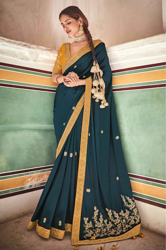 Green Colour Crepe Silk Sequins Work Saree