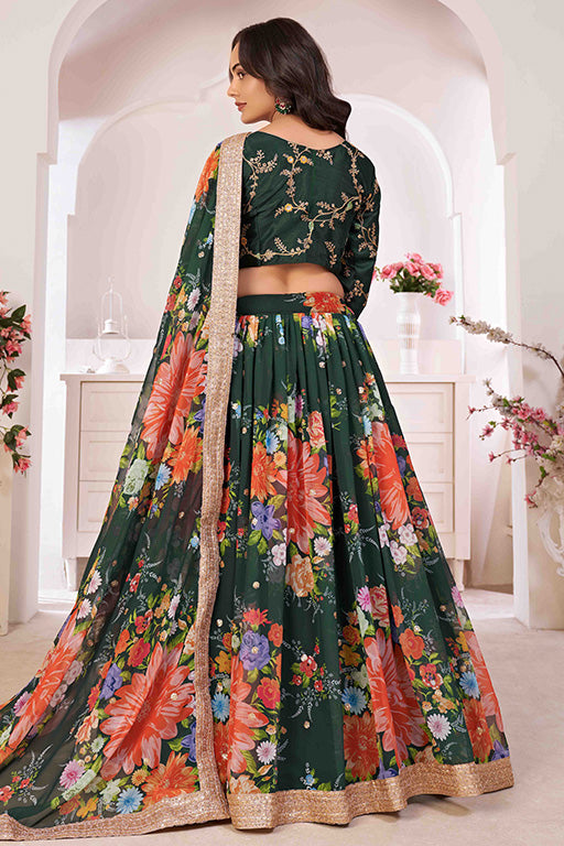 Green Colour Georgette Designer Lehenga Choli VSLC1240051
