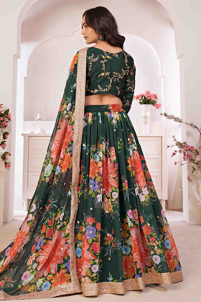 Green Colour Georgette Designer Lehenga Choli VSLC1240051