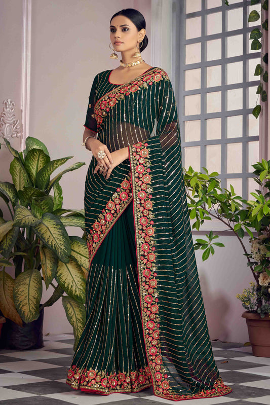 Green Colour Georgette Designer Saree VSSD1090487