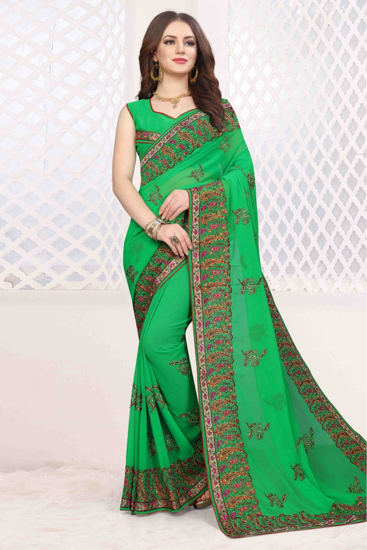 Green Colour Georgette Designer Saree VSSD1120437