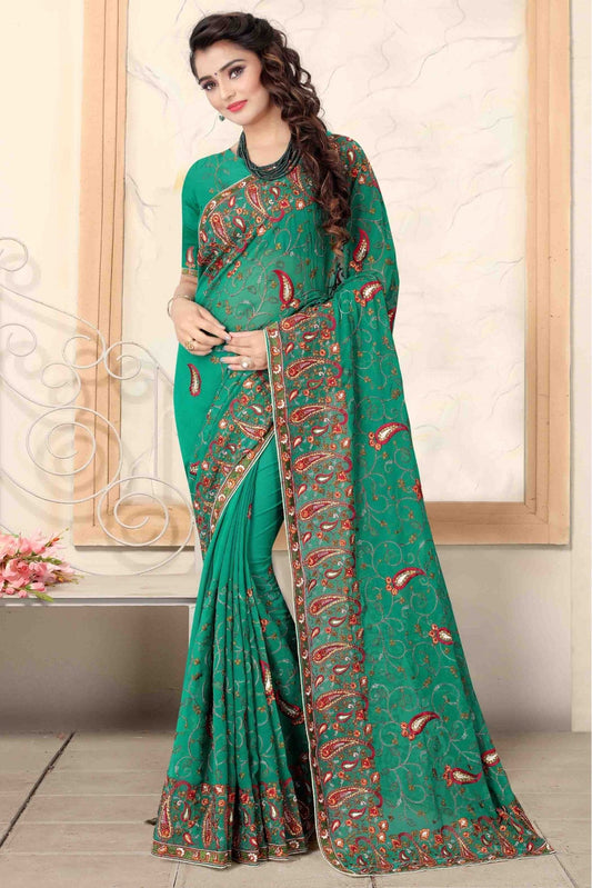 Green Colour Georgette Designer Saree VSSD1120730