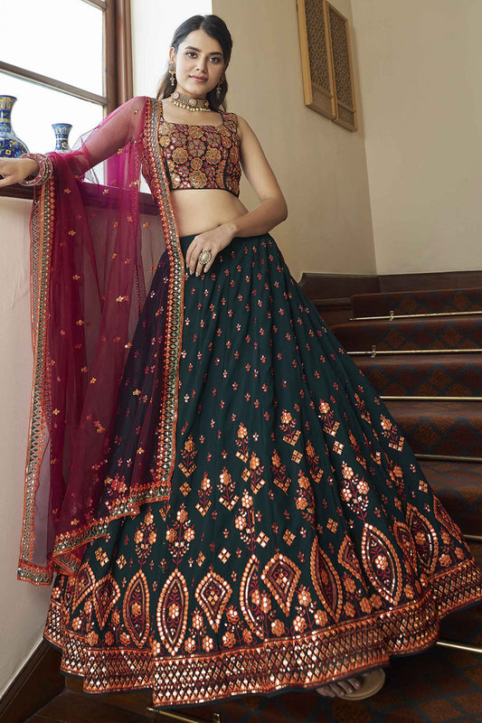 Green Colour Georgette Gota Patti Work Lehenga Choli VSLC1150095