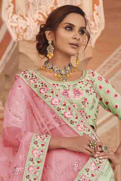 Green Colour Georgette Zari Work Lehenga Choli