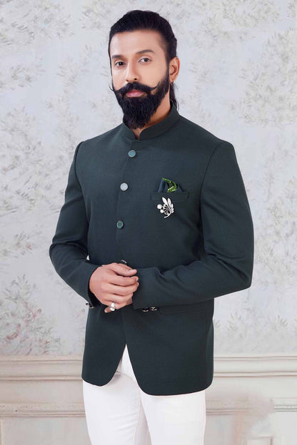 Green Colour Imported Fabric Jodhpuri Suit VSSH1130036