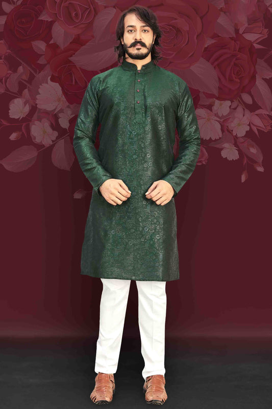 Green Colour Kurta Pajama In Art Silk VSKP1210014
