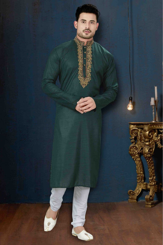 Green Colour Kurta Pajama In Cotton Fabric VSKP1040059