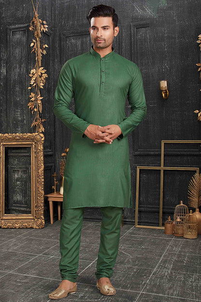 Green Colour Kurta Pajama In Cotton VSKP1210162