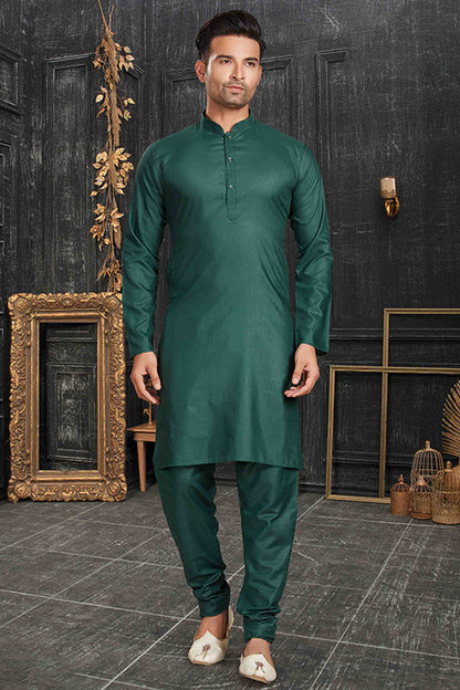 Green Colour Kurta Pajama In Cotton VSKP1210166