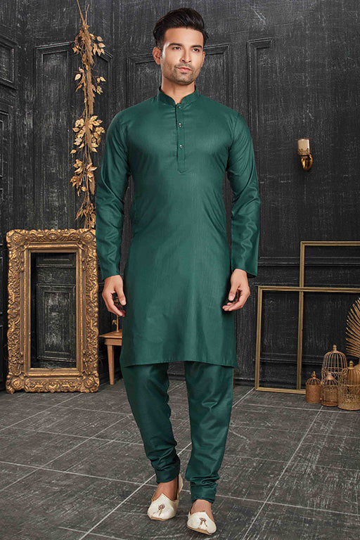 Green Colour Kurta Pajama In Cotton VSKP1210166