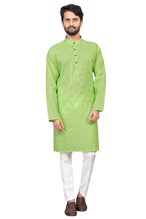 Green Colour Kurta Pajama In Cotton VSKP1210198