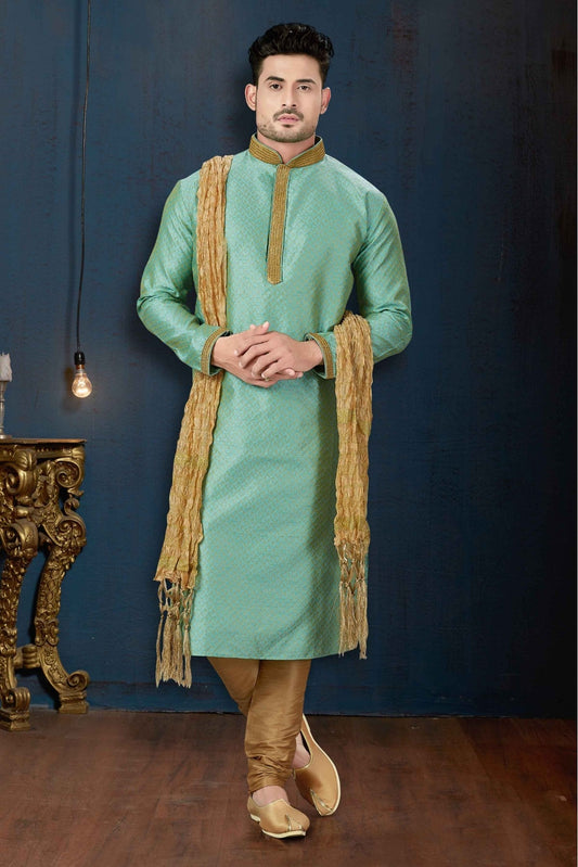 Green Colour Kurta Pajama In Jacquard Fabric VSKP1040069
