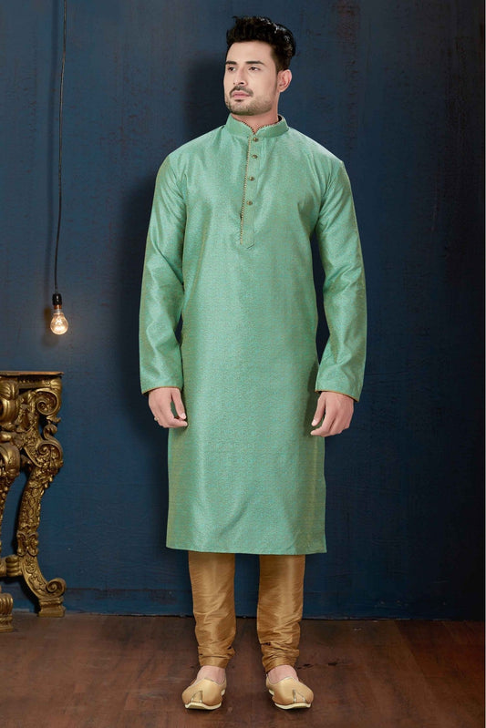 Green Colour Kurta Pajama In Jacquard Fabric VSKP1040070