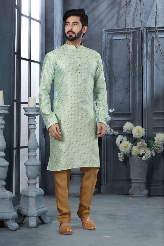 Green Colour Kurta Pajama In Jacquard Fabric VSKP1040128