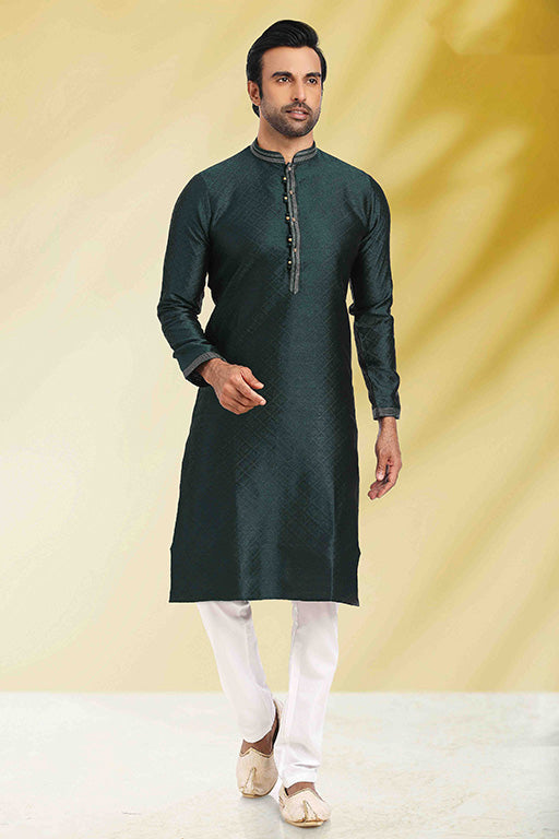 Green Colour Kurta Pajama In Jacquard VSKP1210287