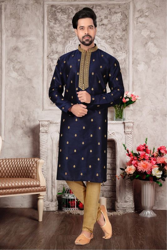 Green Colour Kurta Pajama In Silk Dupion Fabric VSKP1040115