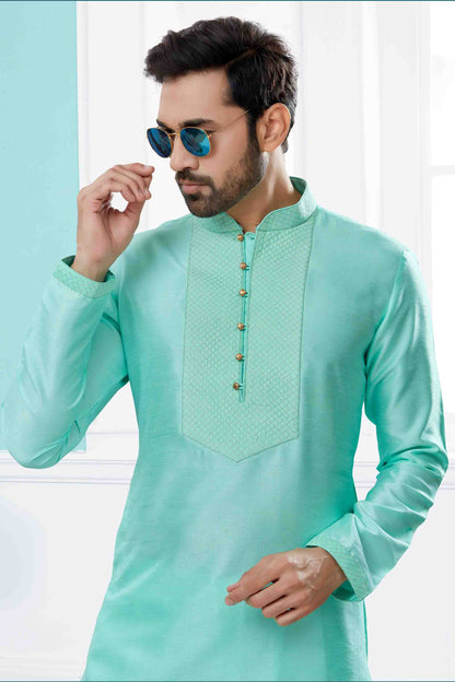 Green Colour Kurta Pajama In Silk Dupion Fabric VSSH1040483
