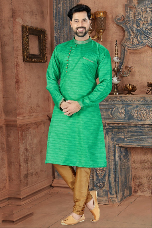 Green Colour Kurta Pajama In Silk Fabric VSKP1040083